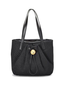 Fendi Black Logo-Pattern Drawstring Tote